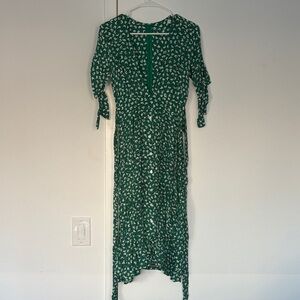 Faithfull the Brand Green Floral Long Sleeve Dress